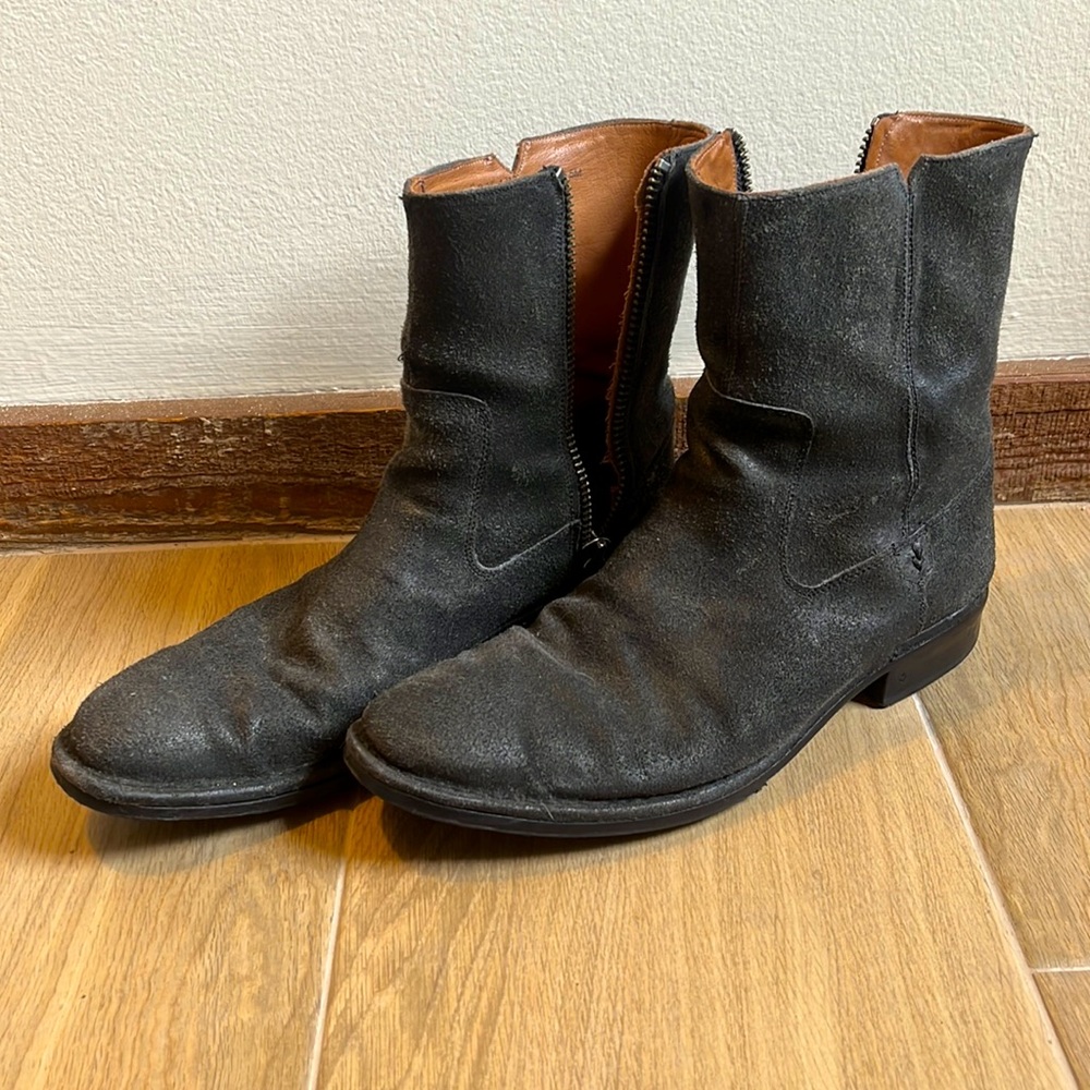 John Varvatos. Mens 9.5.  Grey suede boots.  Worn a few times.